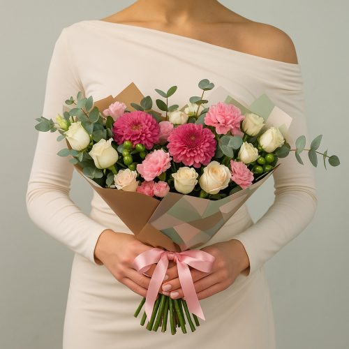 Букет «Очарование розовых далий»